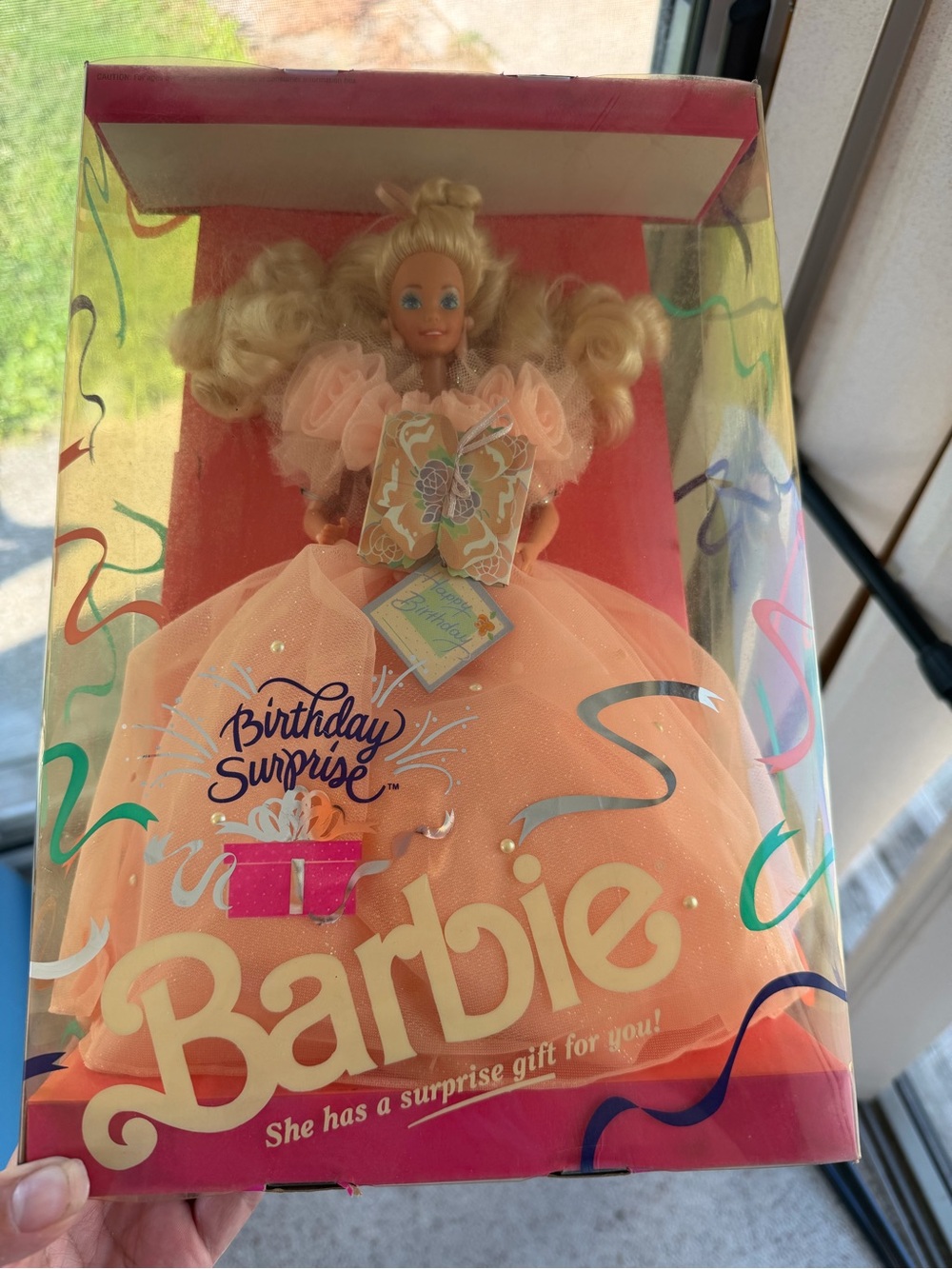 1991 Barbie Birthday Surprise Doll in Peach Pink Gown